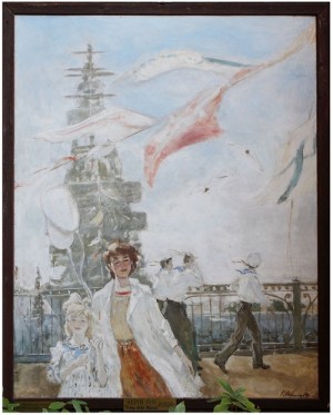 Festa della Marina Nikolaj Repin anni 1980 Russia h 150 cm x l 120 cm acrilico su fibracemento Via Cesare Balbo, 29 Torre Canavese comune di Torre Canavese