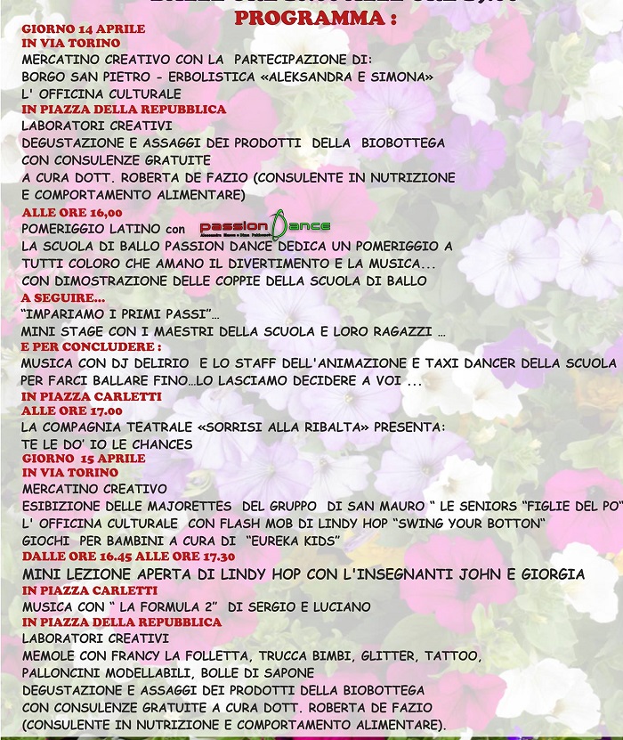 Festa di Primavera Creativa - Programma Chivasso 2018